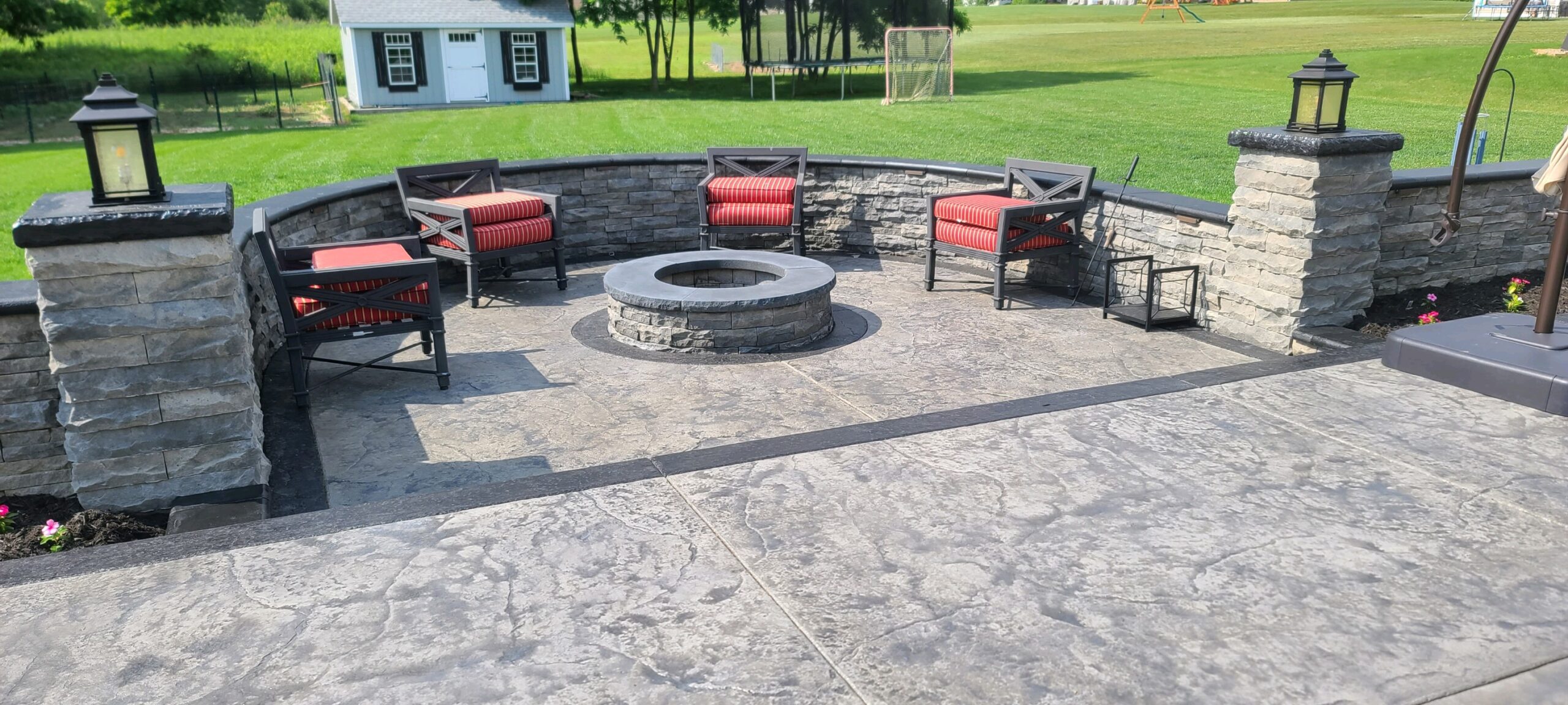 outdoor fire pit and grill