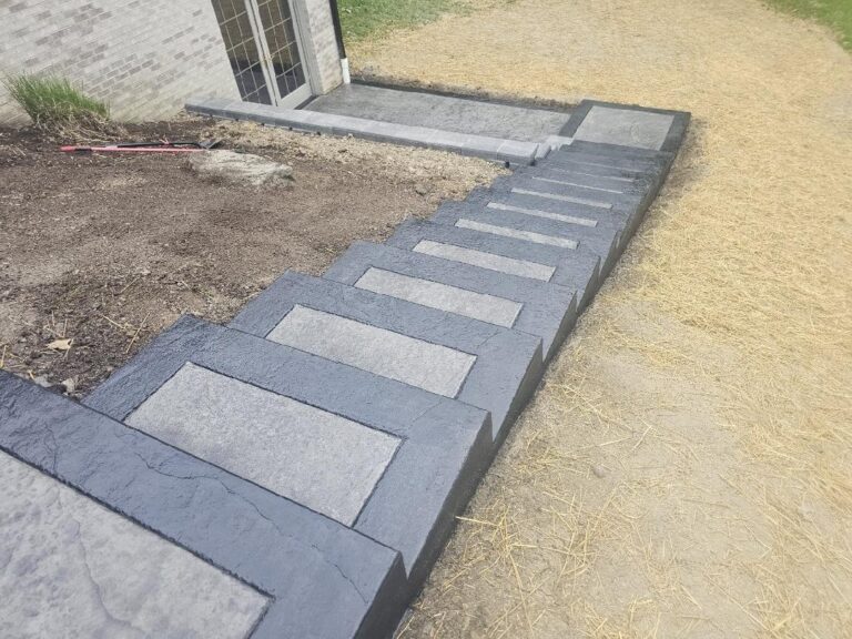 Concrete stamped steps with borders