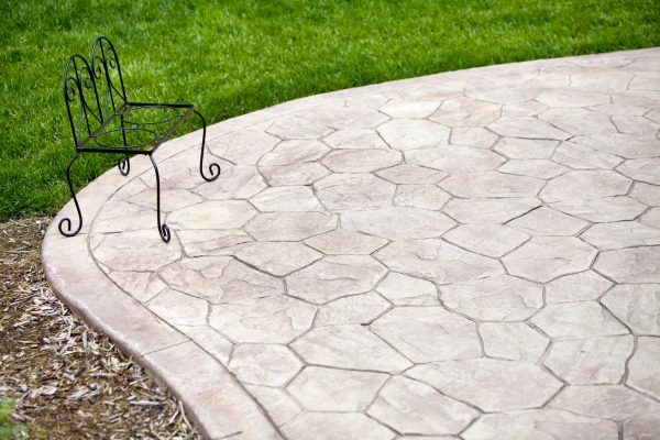 A stamped concrete patio.