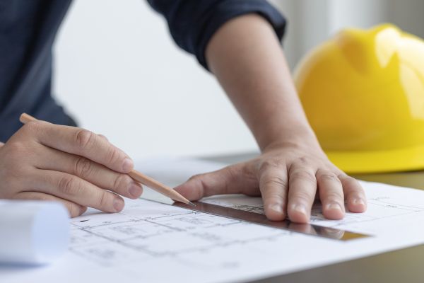 Commercial driveway planning with detailed blueprint layout