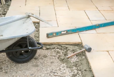 Ongoing concrete patio construction work