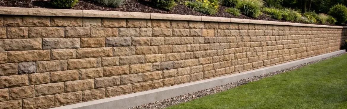 Retaining wall with footing