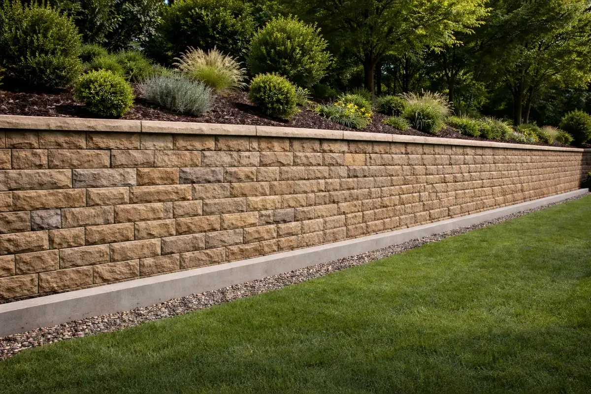 Retaining wall with footing
