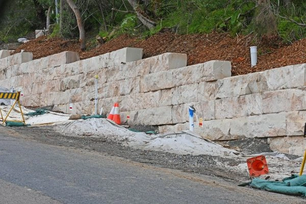 Retaining wall under construction on site