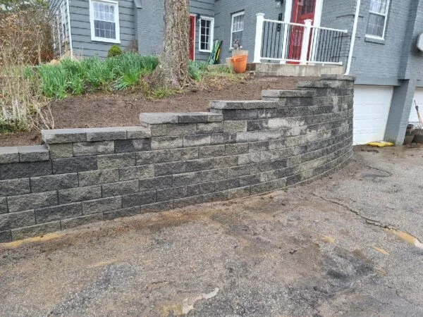 Retaining wall project in front yard